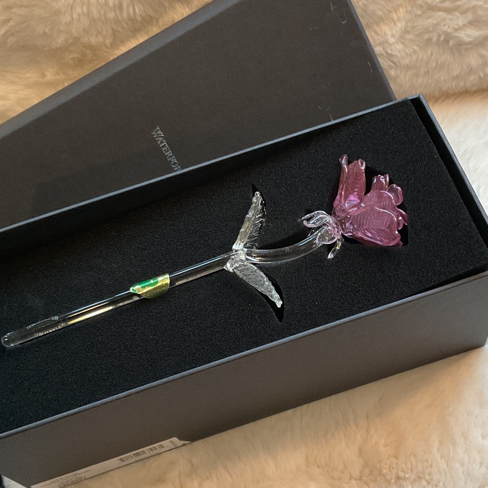 Waterford Amethyst Crystal Flower with Clear Stem